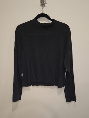 Adrienne Vittadini Black Long-Sleeve Mock Neck Top